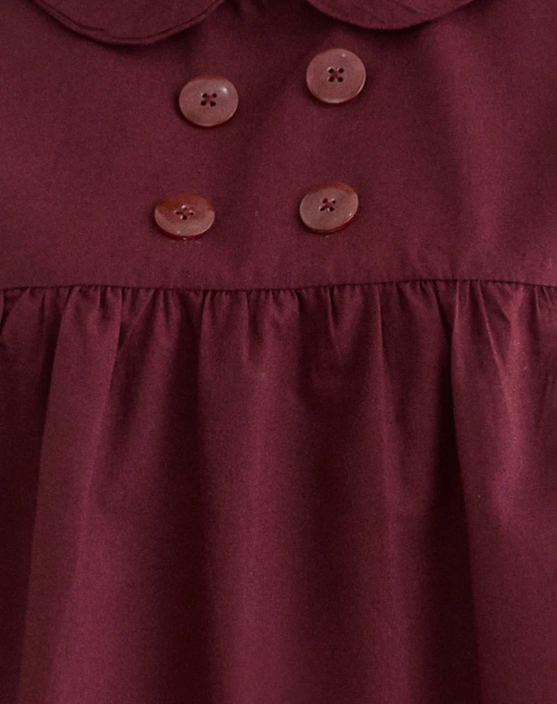 Mini-robe babydoll Imiraty en popeline bordeaux