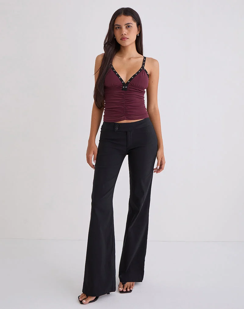 Top Tolani Cami en maille épaisse couleur vin