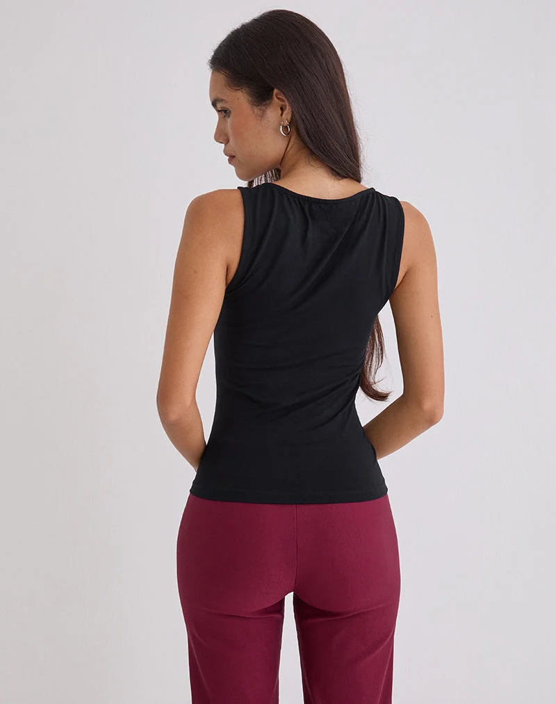 Haut à nouer Tanzy en jersey noir