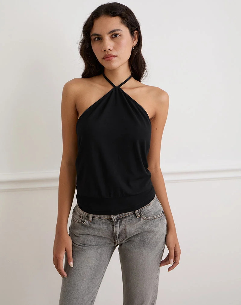 Dyilla Arrow Neck Top in Black