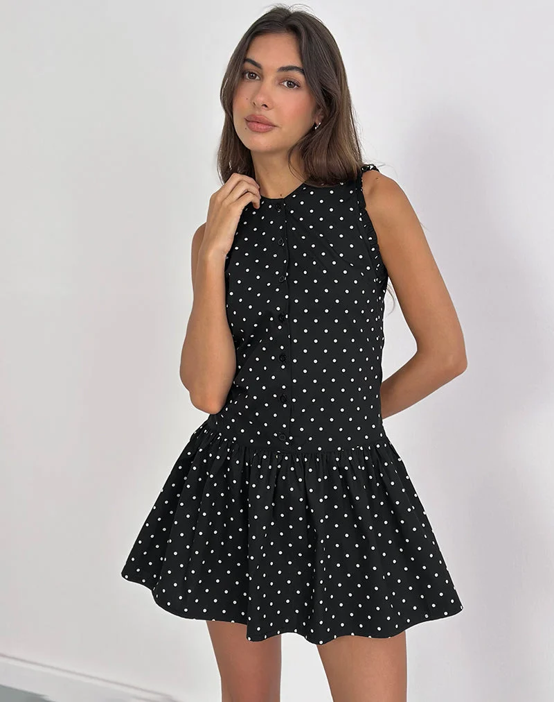 Mini robe Yadara en polka noir