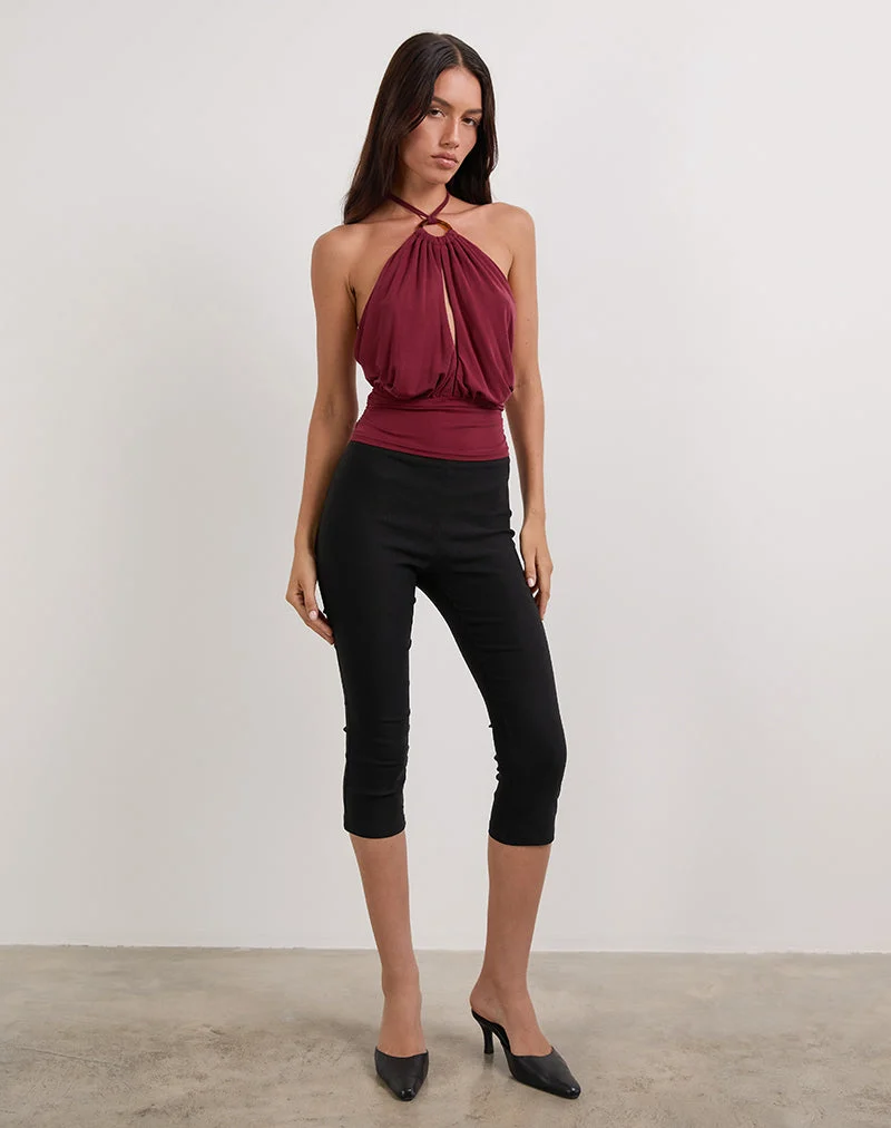 Karise Plunge Top in Cupro Dark Red