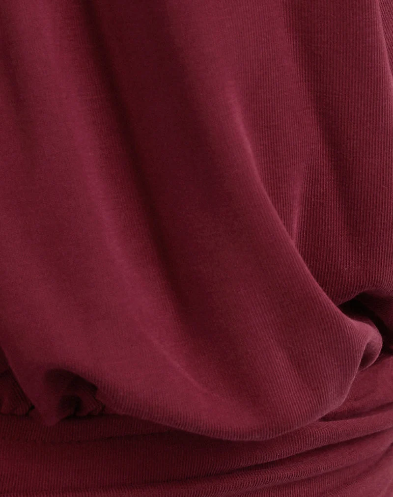 Karise Plunge Top in Cupro Dark Red