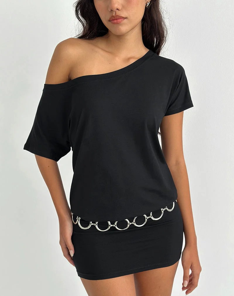 Mini robe à épaules dénudées Edwina en noir