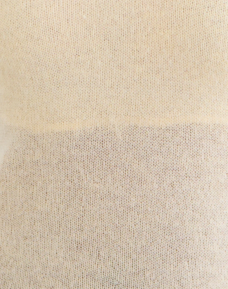 Haut à manches longues Misora en maille transparente couleur citron