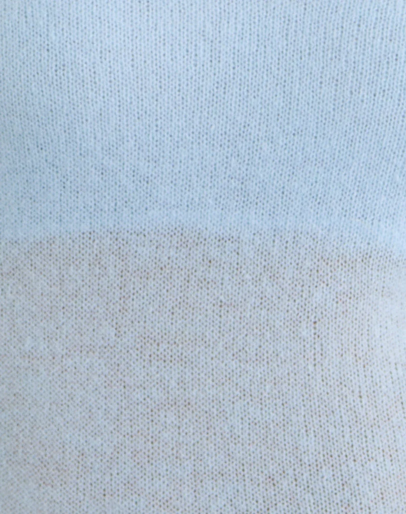 Haut à manches longues Misora en maille transparente bleue