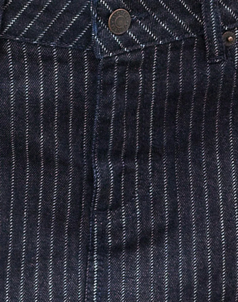 Mini-jupe en jean à rayures indigo
