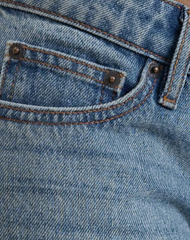 Jean évasé à taille ultra basse, bleu ardoise