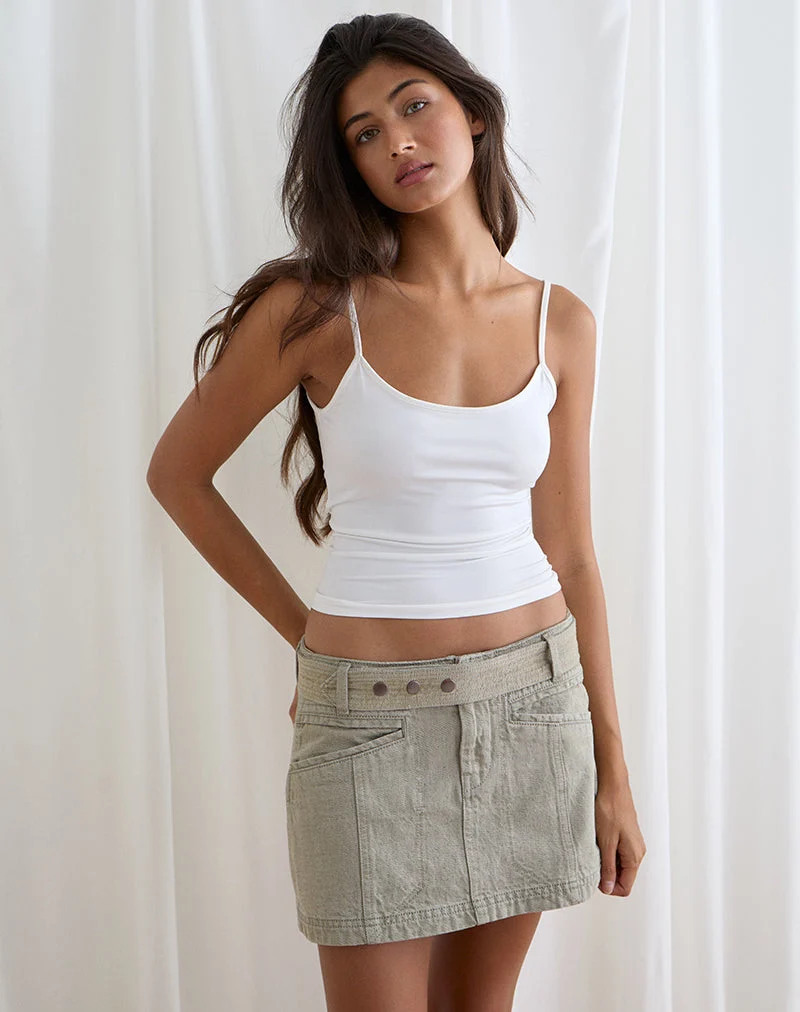 Mini-jupe en jean à ceinture, couleur avoine