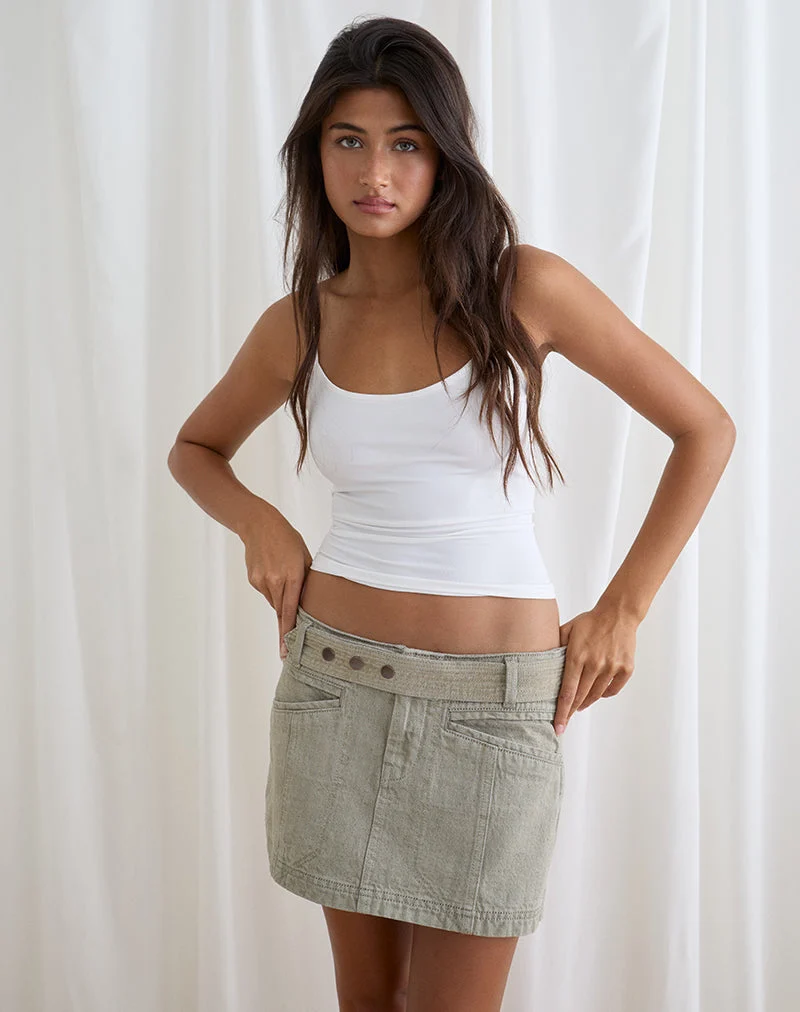 Mini-jupe en jean à ceinture, couleur avoine
