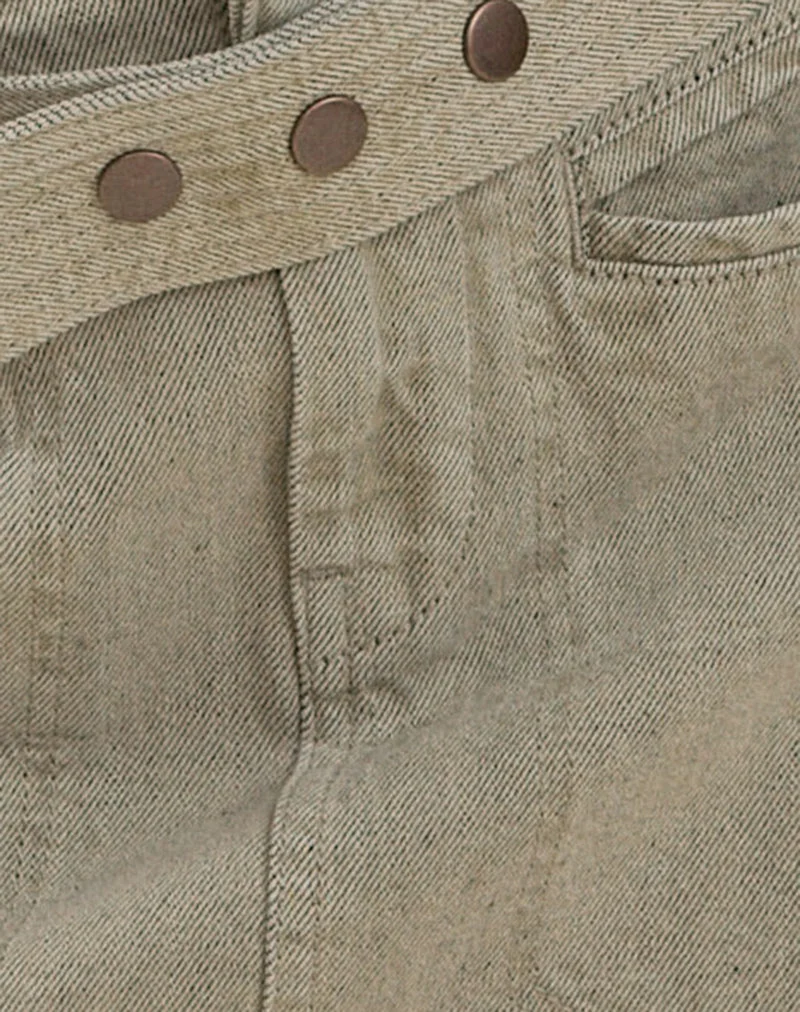 Mini-jupe en jean à ceinture, couleur avoine