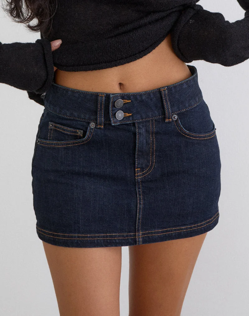 Mini-jupe en jean taille basse, couleur indigo