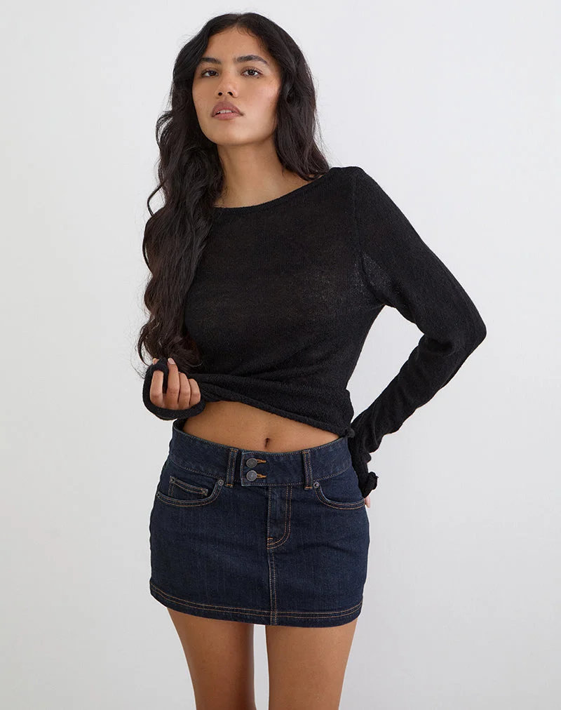 Mini-jupe en jean taille basse, couleur indigo