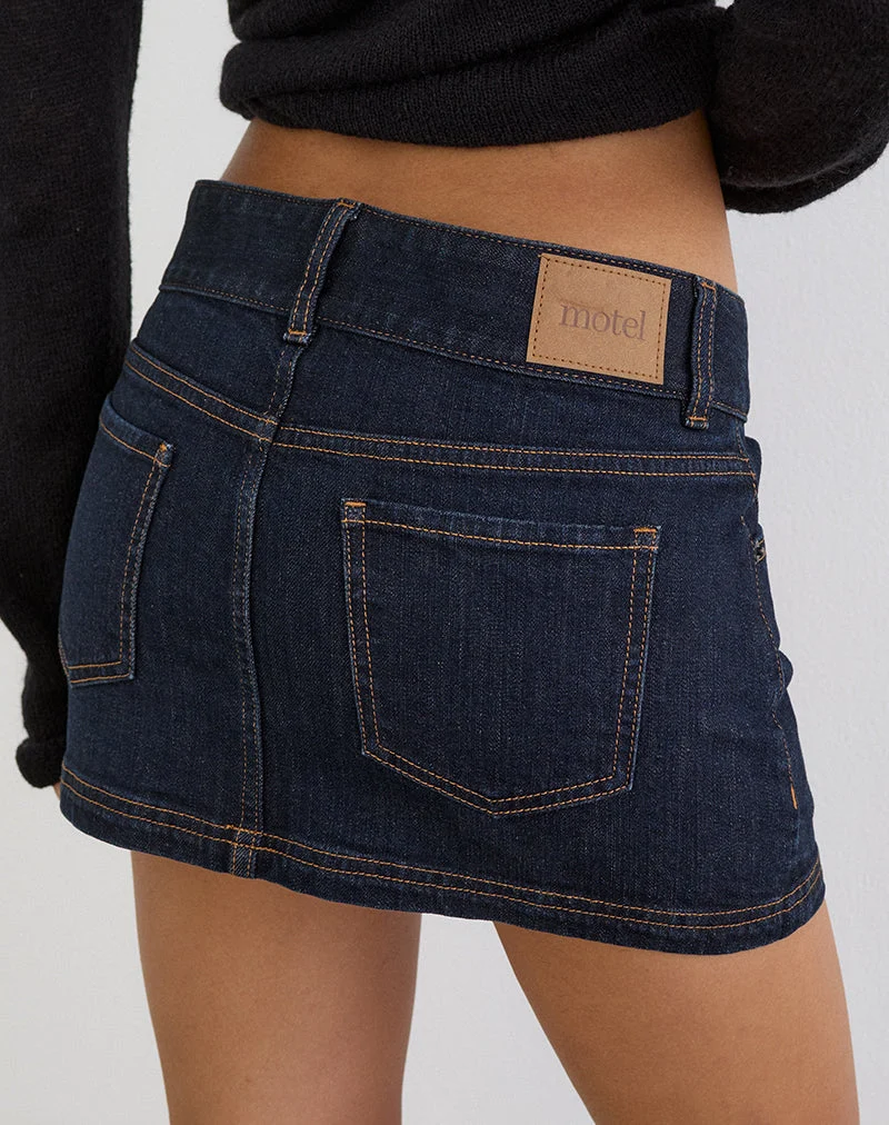 Mini-jupe en jean taille basse, couleur indigo