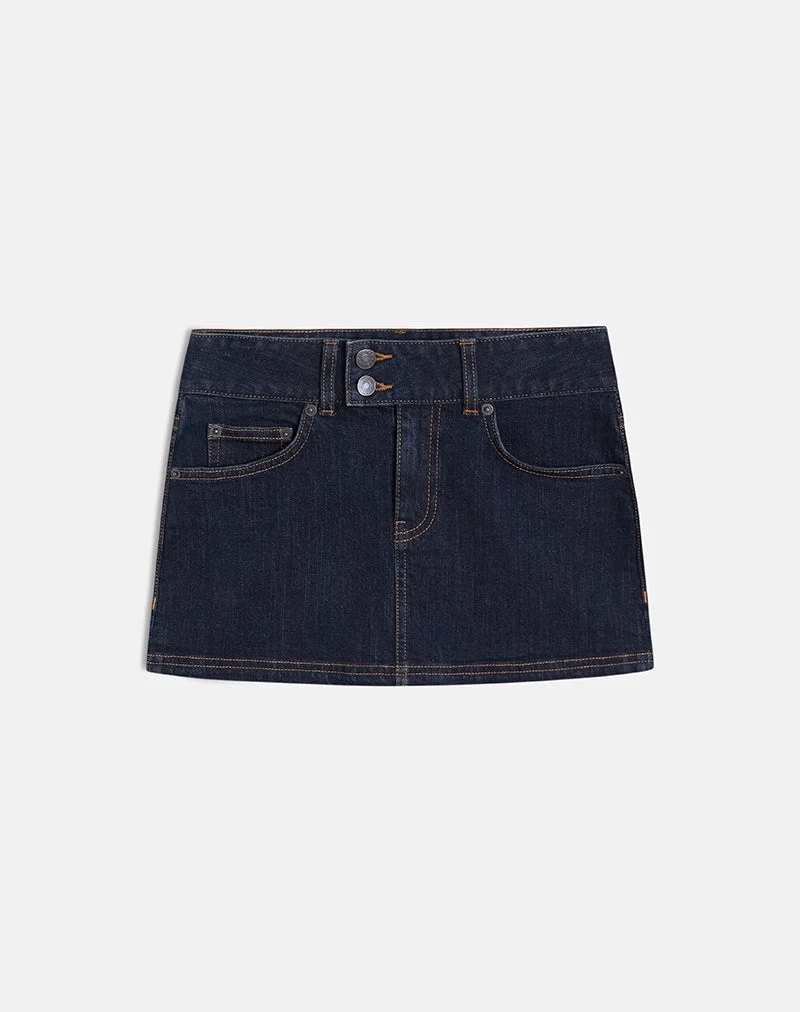 Mini-jupe en jean taille basse, couleur indigo