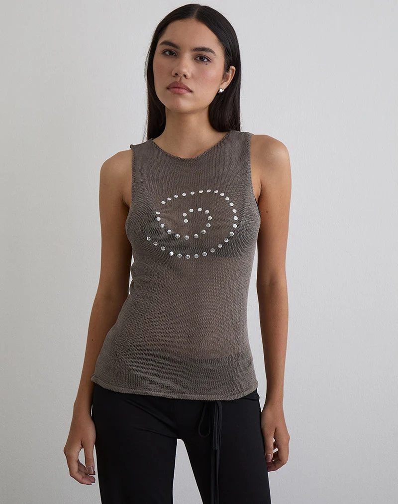 Top Miraya en maille transparente cloutée Iron