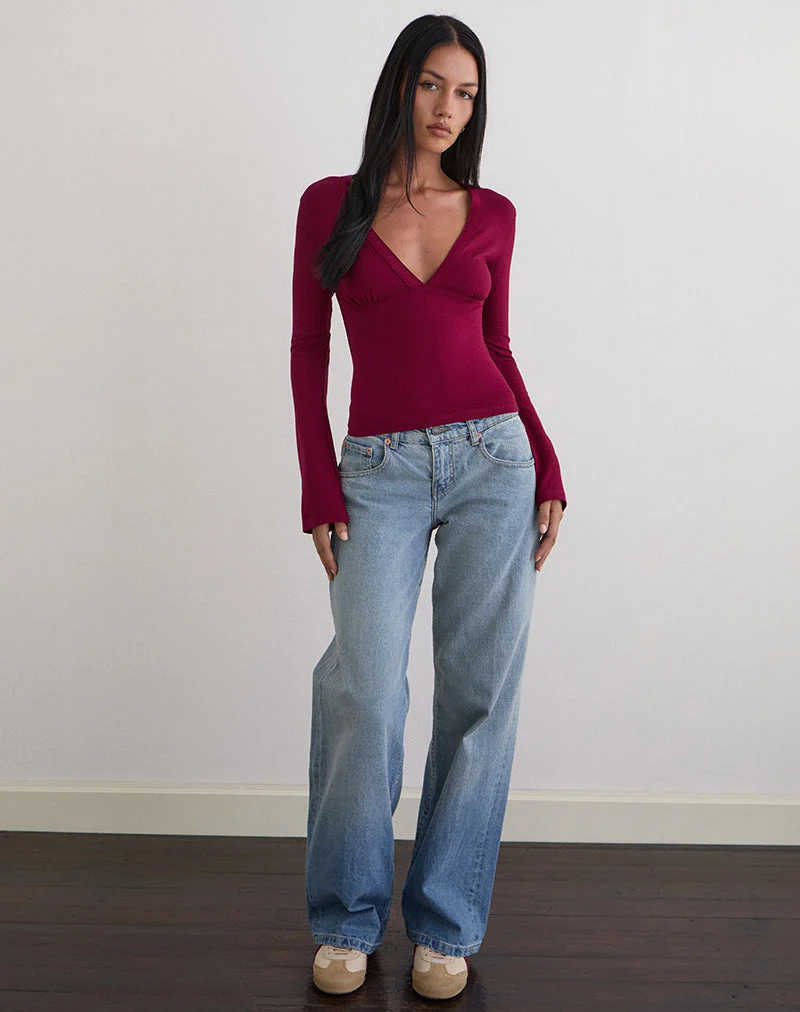 Emesy Long Sleeve Top in Burgundy