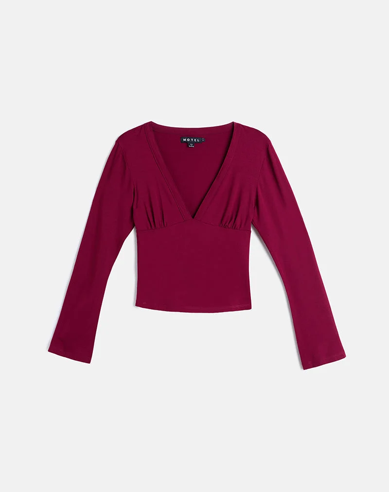 Emesy Long Sleeve Top in Burgundy
