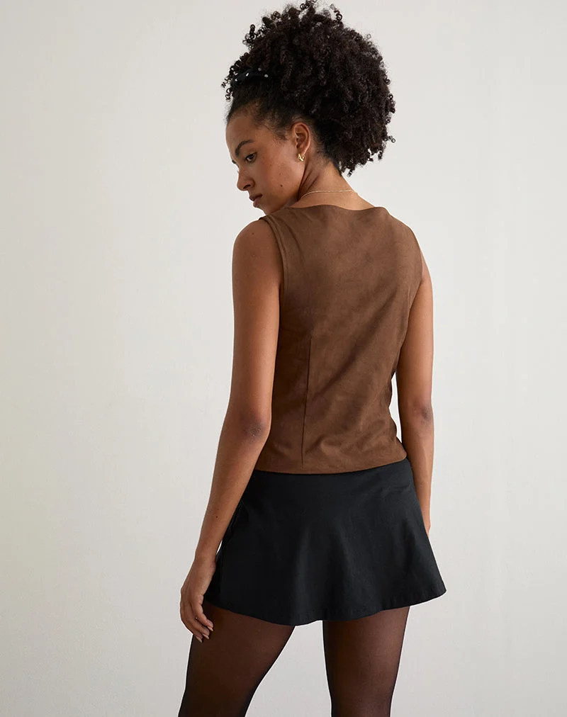 Top Vishata en faux daim marron