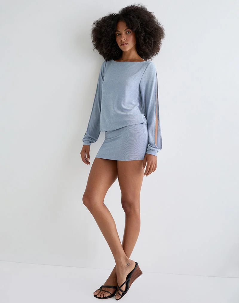 Carola - Mini robe avec bras découpés, bleu chatoyant