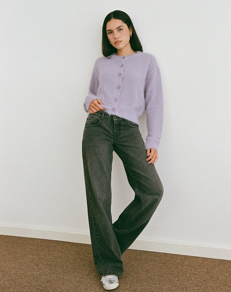 Cardigan Audrina en maille duveteuse Dusty Lilac