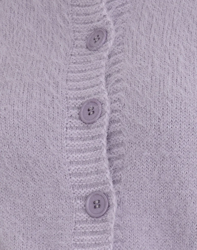 Cardigan Audrina en maille duveteuse Dusty Lilac
