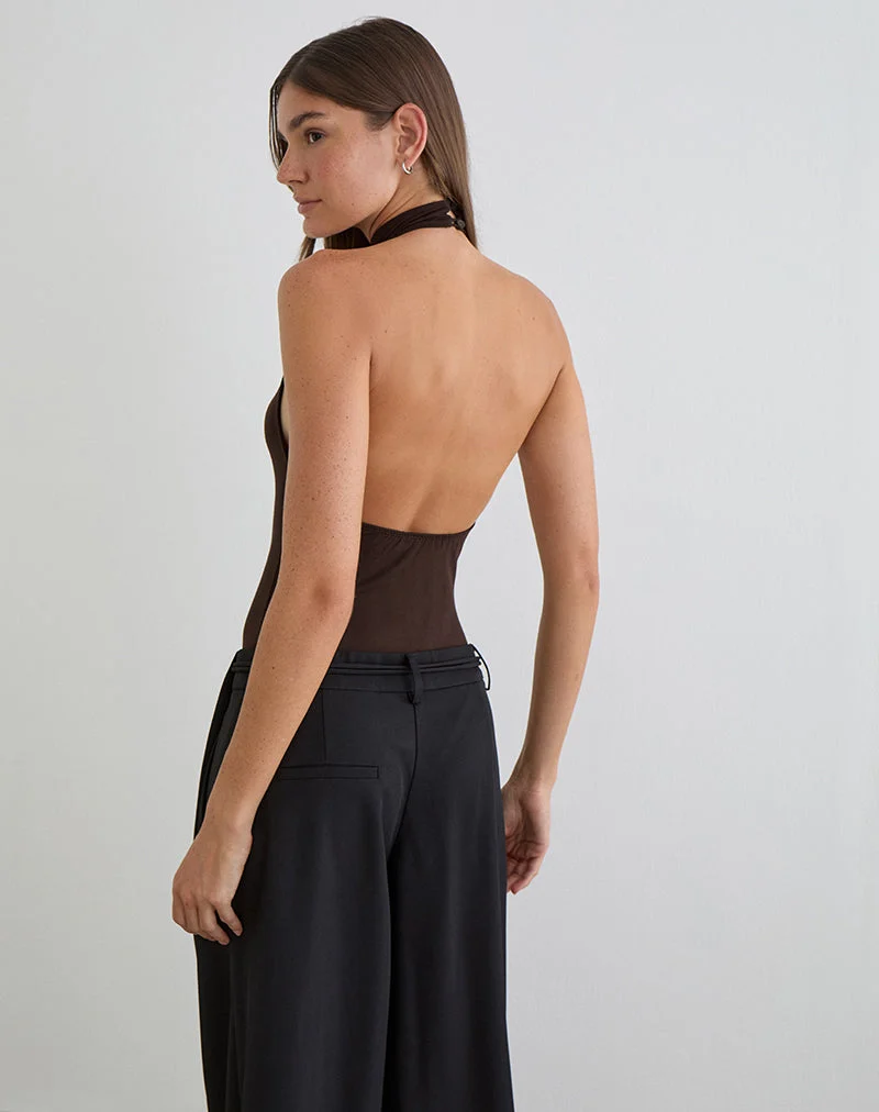 Body à dos nu Raleah en jersey chocolat amer