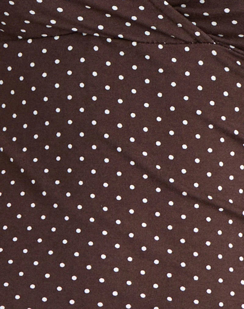 Haut Lobos Crossover en jersey micro pois marron