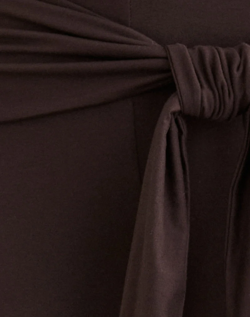 Pantalon Esata Wrap en chocolat amer