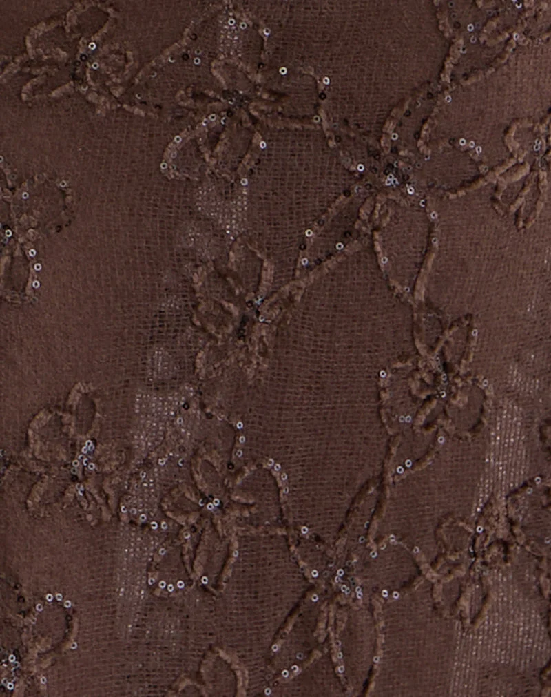 Jupe longue Alphia, couleur marron foncé