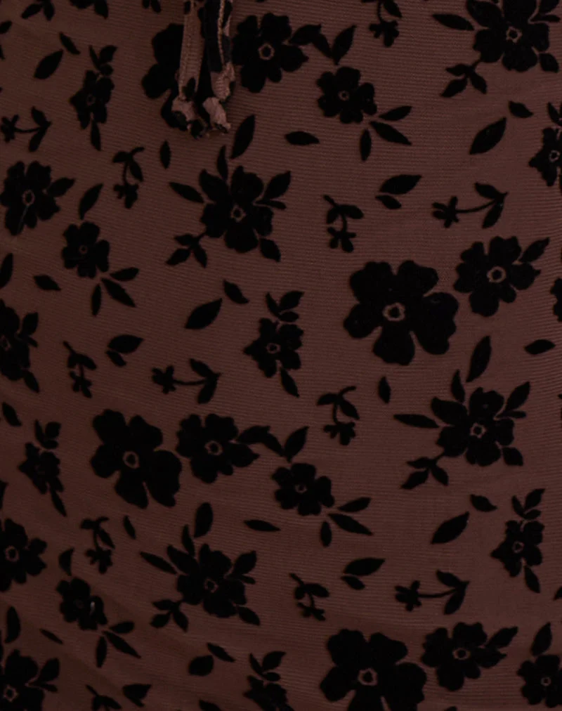 Gizio - Mini robe à manches longues en Garden Floral Brown