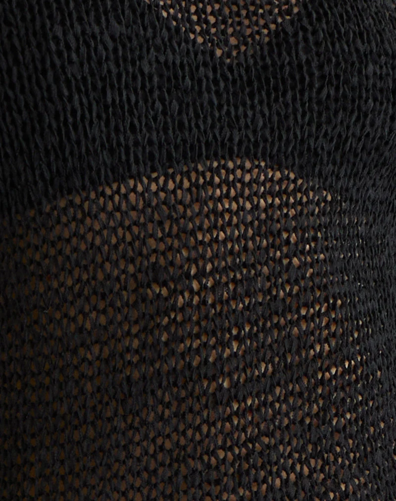 Pull-over Rajiya à armure ouverte, noir