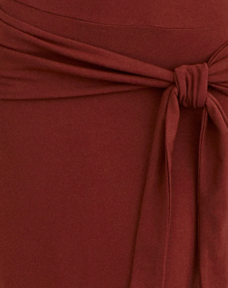 Robe longue Viorela en jersey couleur brique cuite