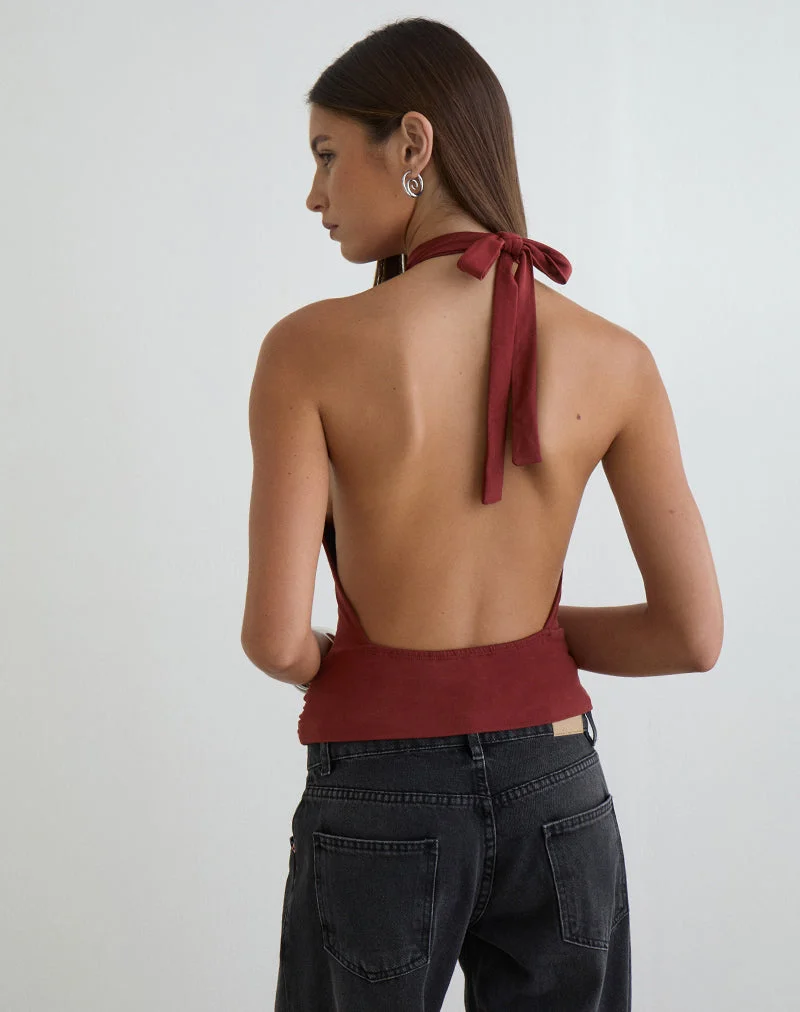 Haut Verbina Keyhole en jersey couleur brique cuite