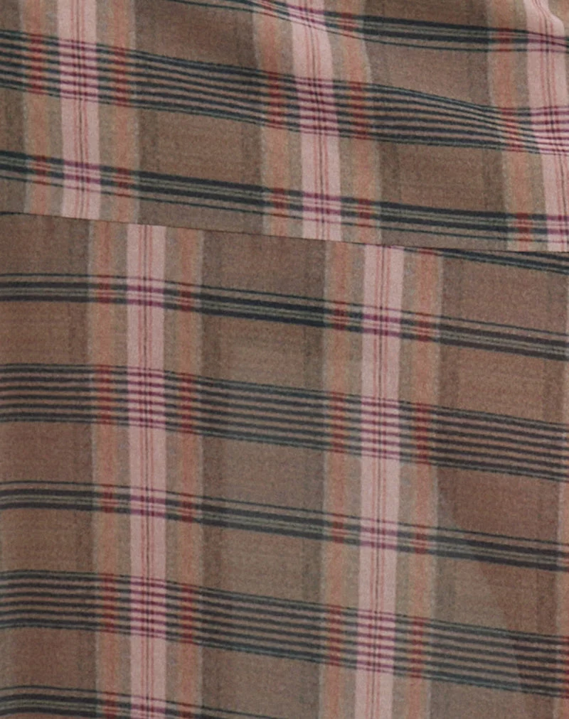 Jupe midi Sedra à carreaux flous marron et rose