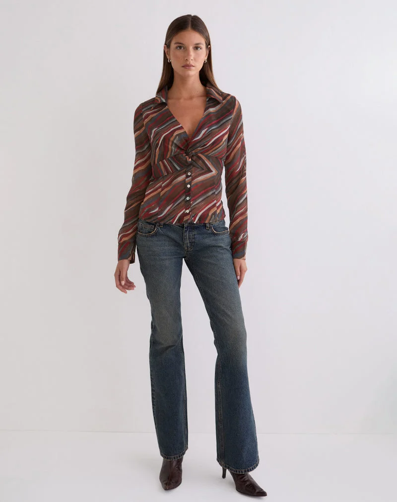 Chemise Karisma en mousseline à rayures ombrées style années 70