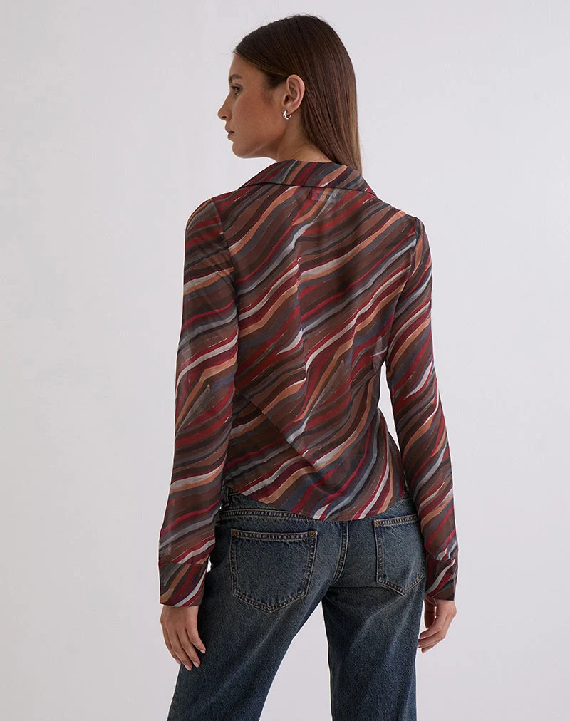 Chemise Karisma en mousseline à rayures ombrées style années 70