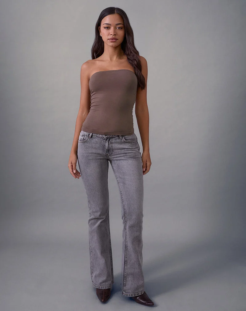 Haut bandeau Foster en jersey de rayonne taupe foncé