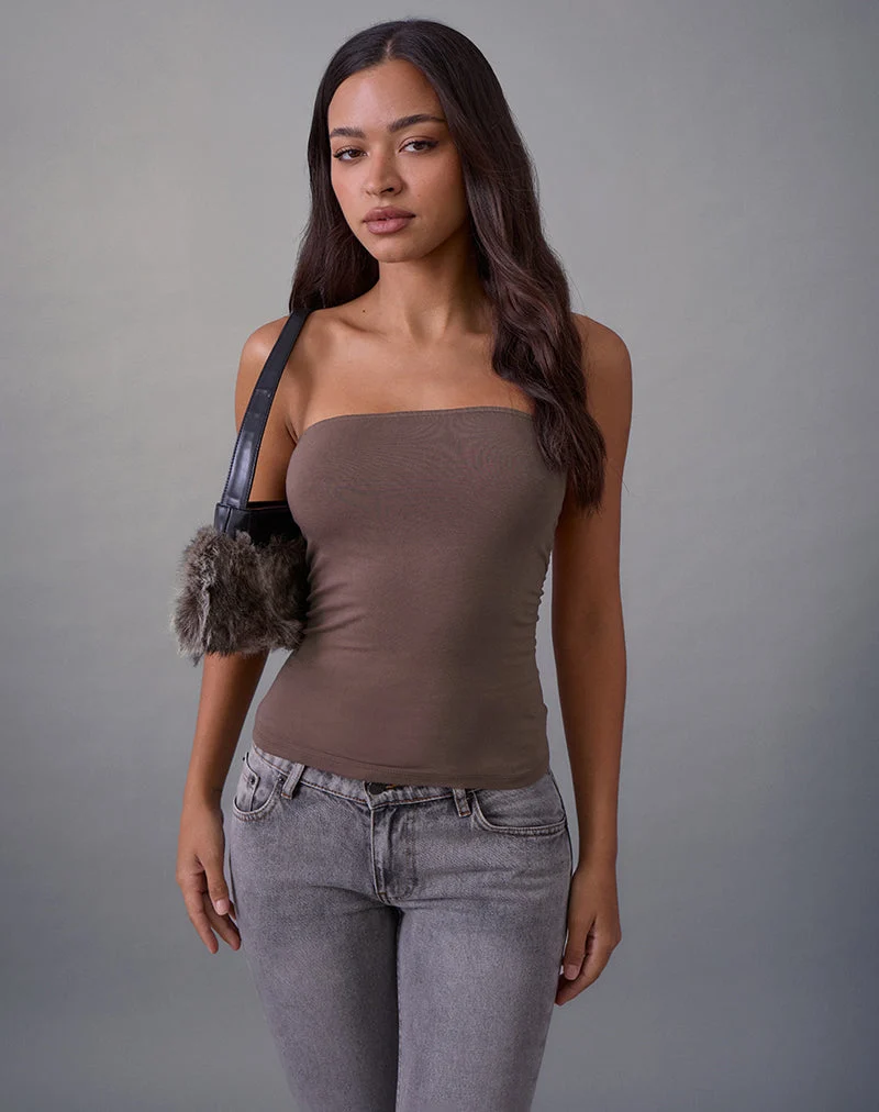 Haut bandeau Foster en jersey de rayonne taupe foncé