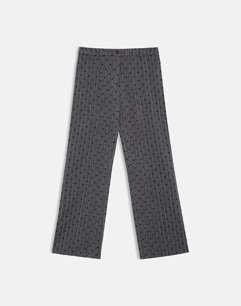 Pantalon Tatina gris anthracite à rayures polka
