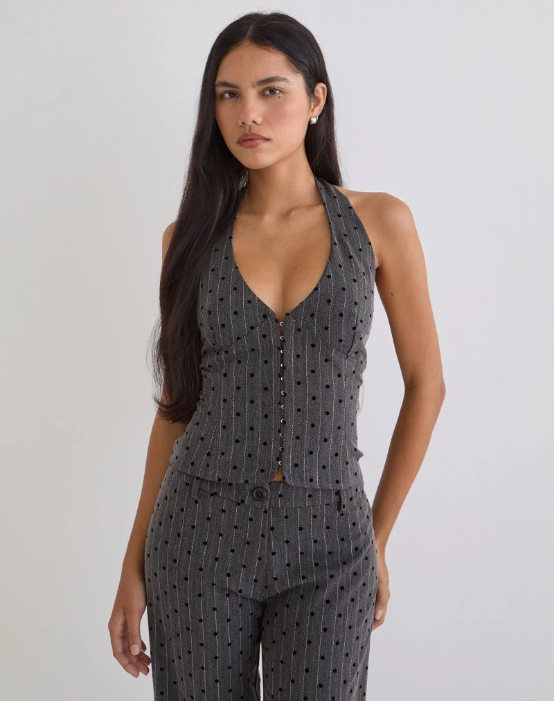 Débardeur Odin gris anthracite à rayures polka