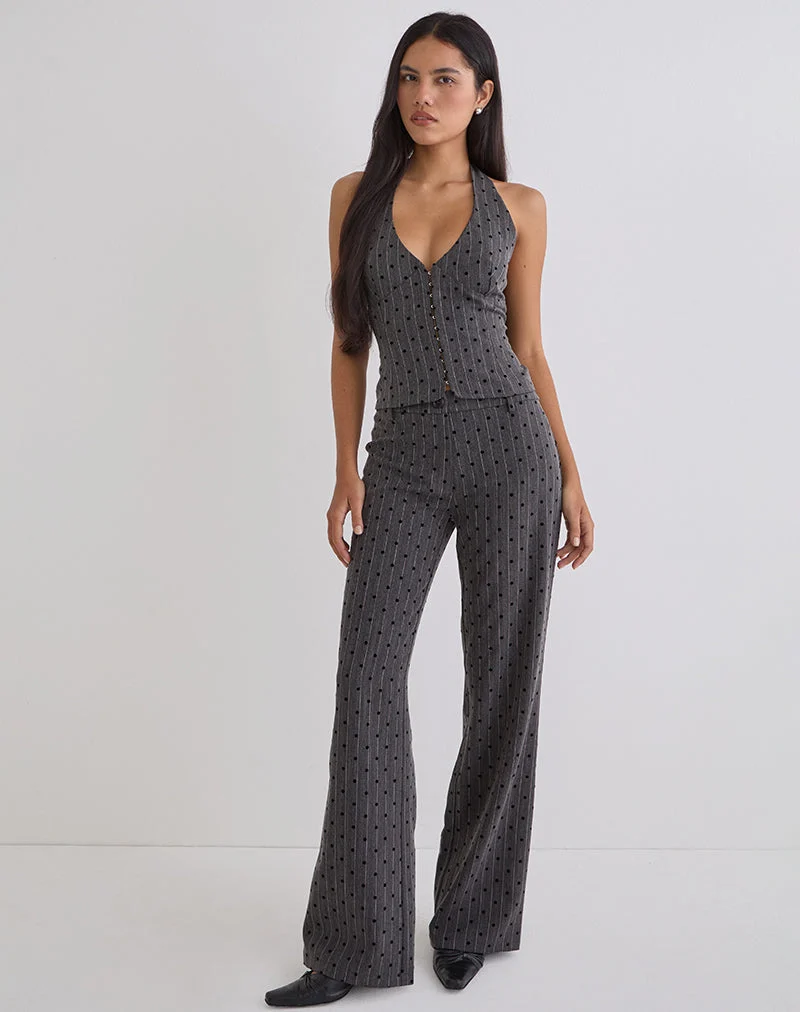Débardeur Odin gris anthracite à rayures polka