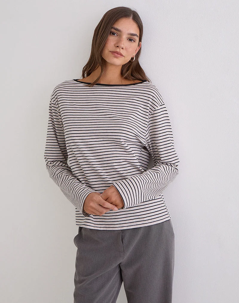 Haut à manches longues Kumiko en jersey gris et noir