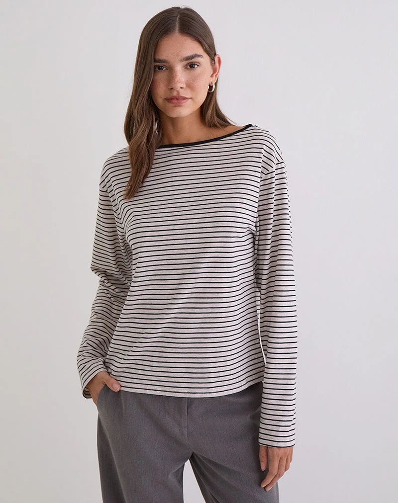 Haut à manches longues Kumiko en jersey gris et noir