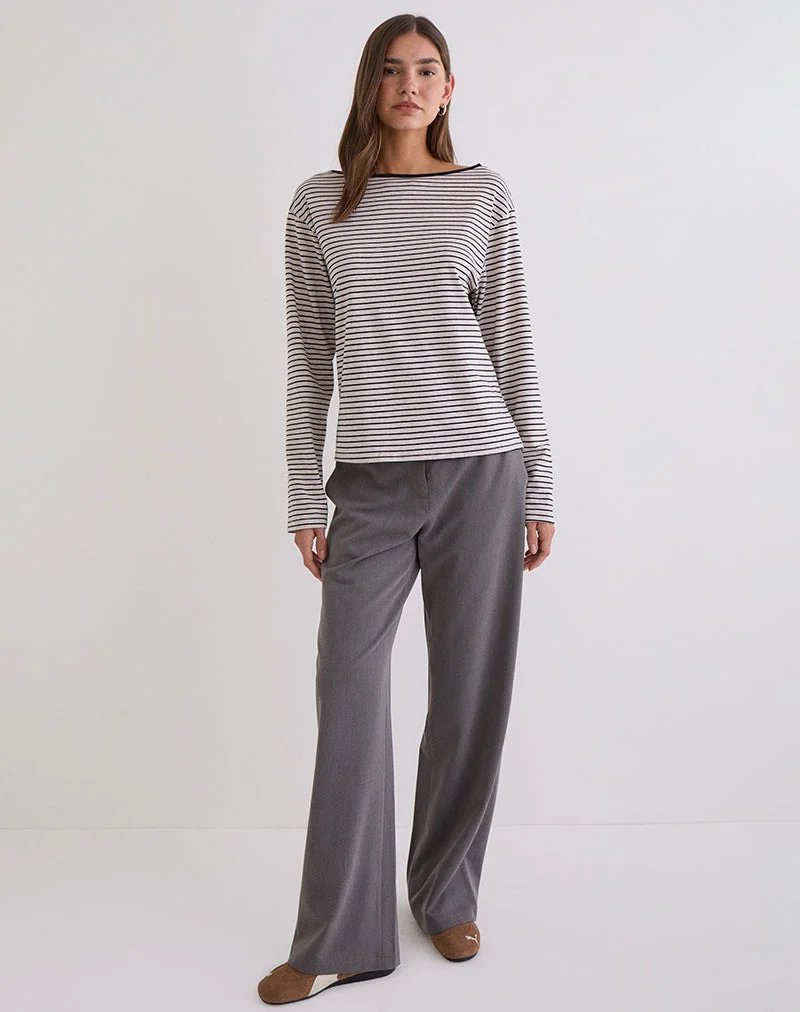 Haut à manches longues Kumiko en jersey gris et noir