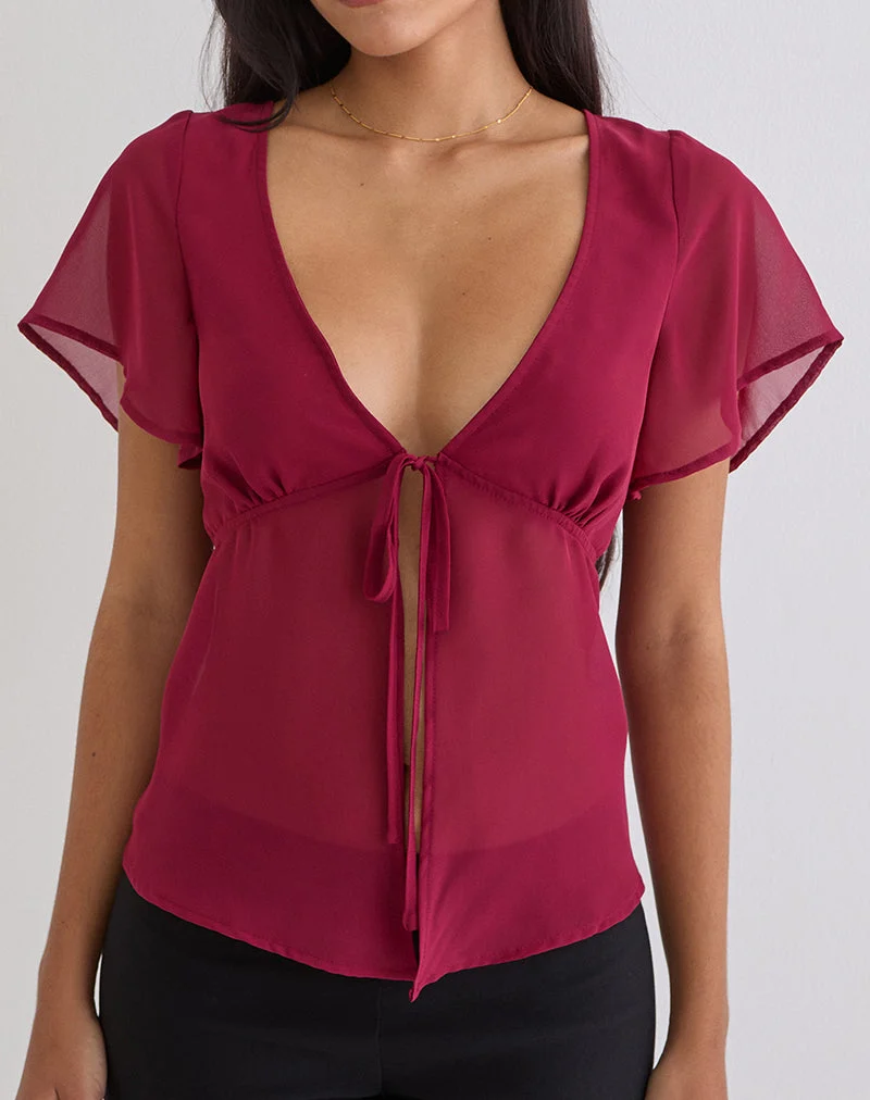 Blouse Kota en mousseline bordeaux