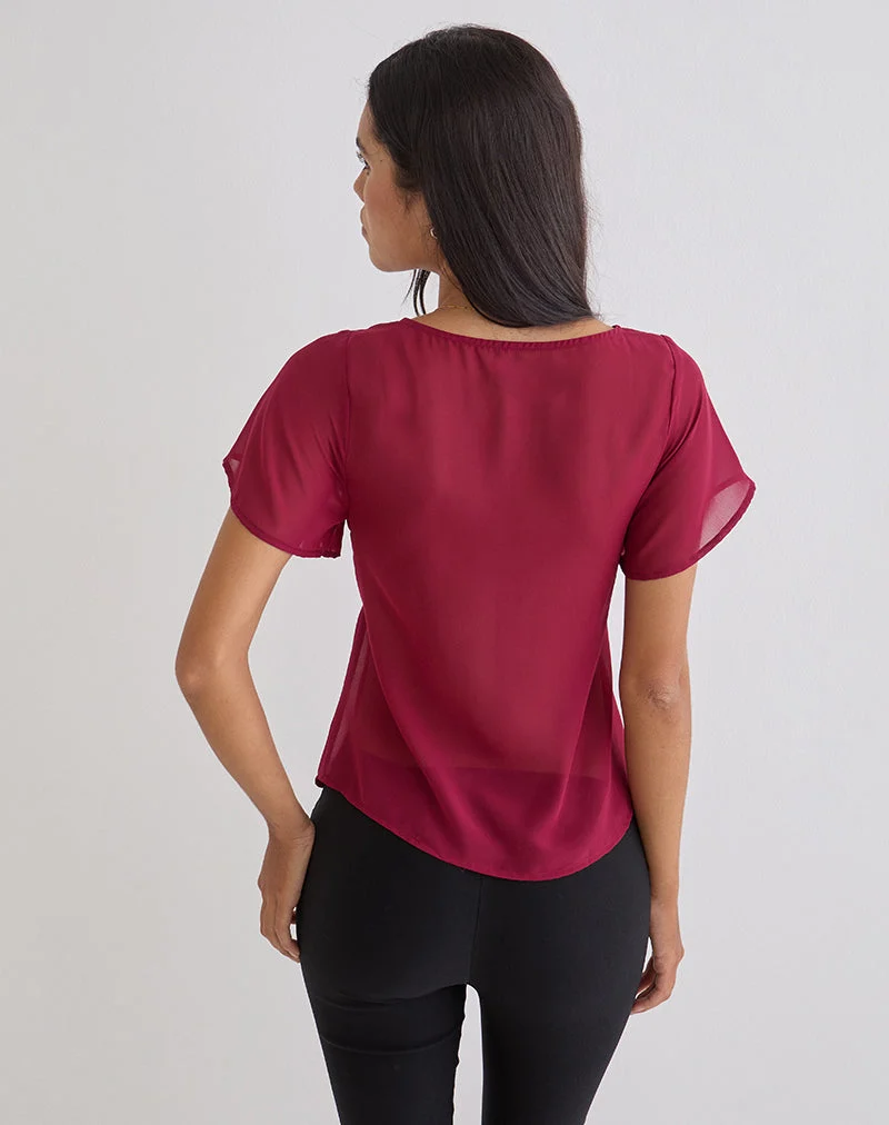 Blouse Kota en mousseline bordeaux