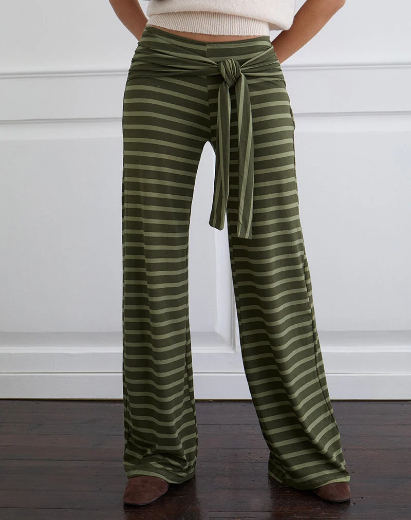 Pantalon Esata Wrap à larges rayures vertes
