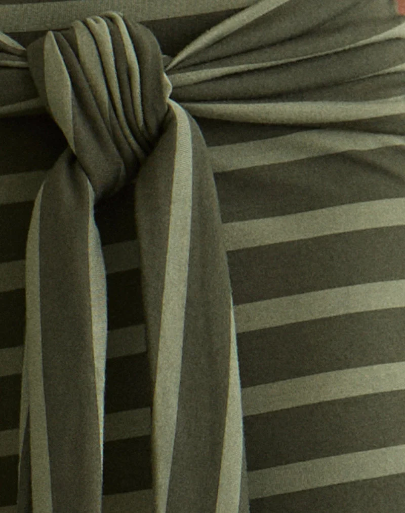 Pantalon Esata Wrap à larges rayures vertes