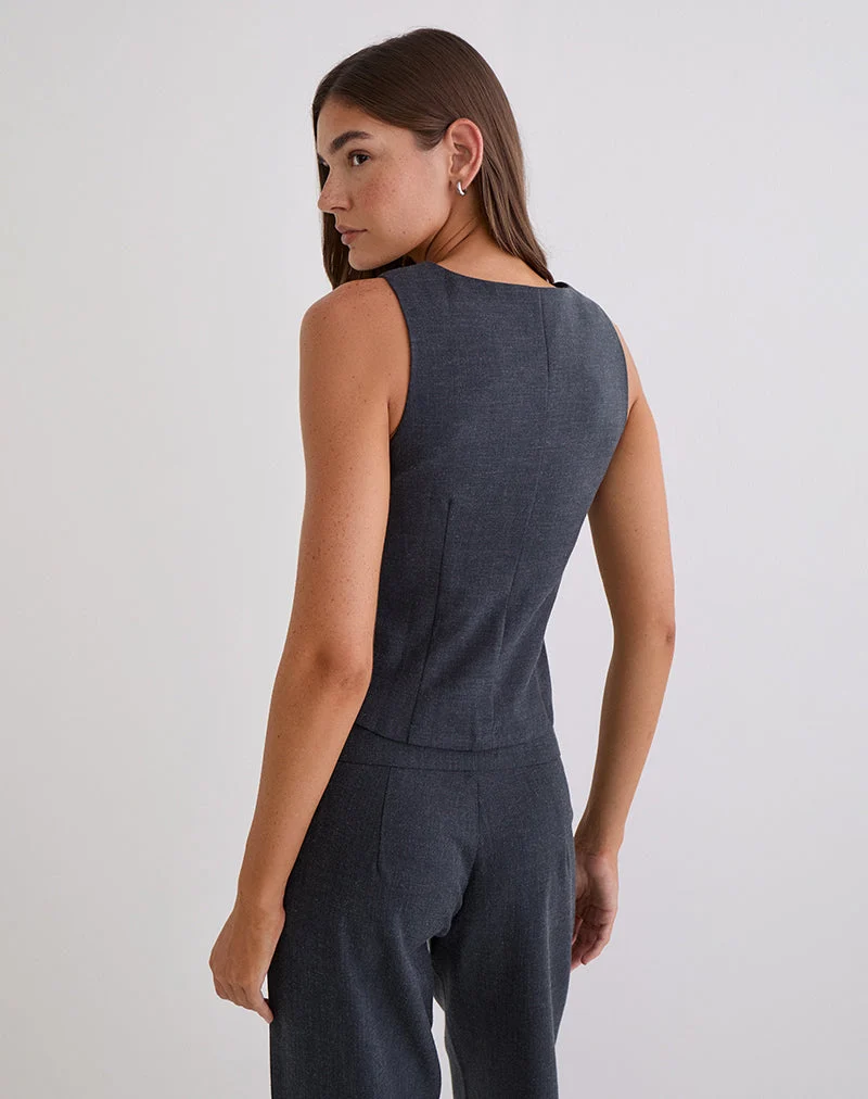 Haut corset Kariso en gris bleu couture